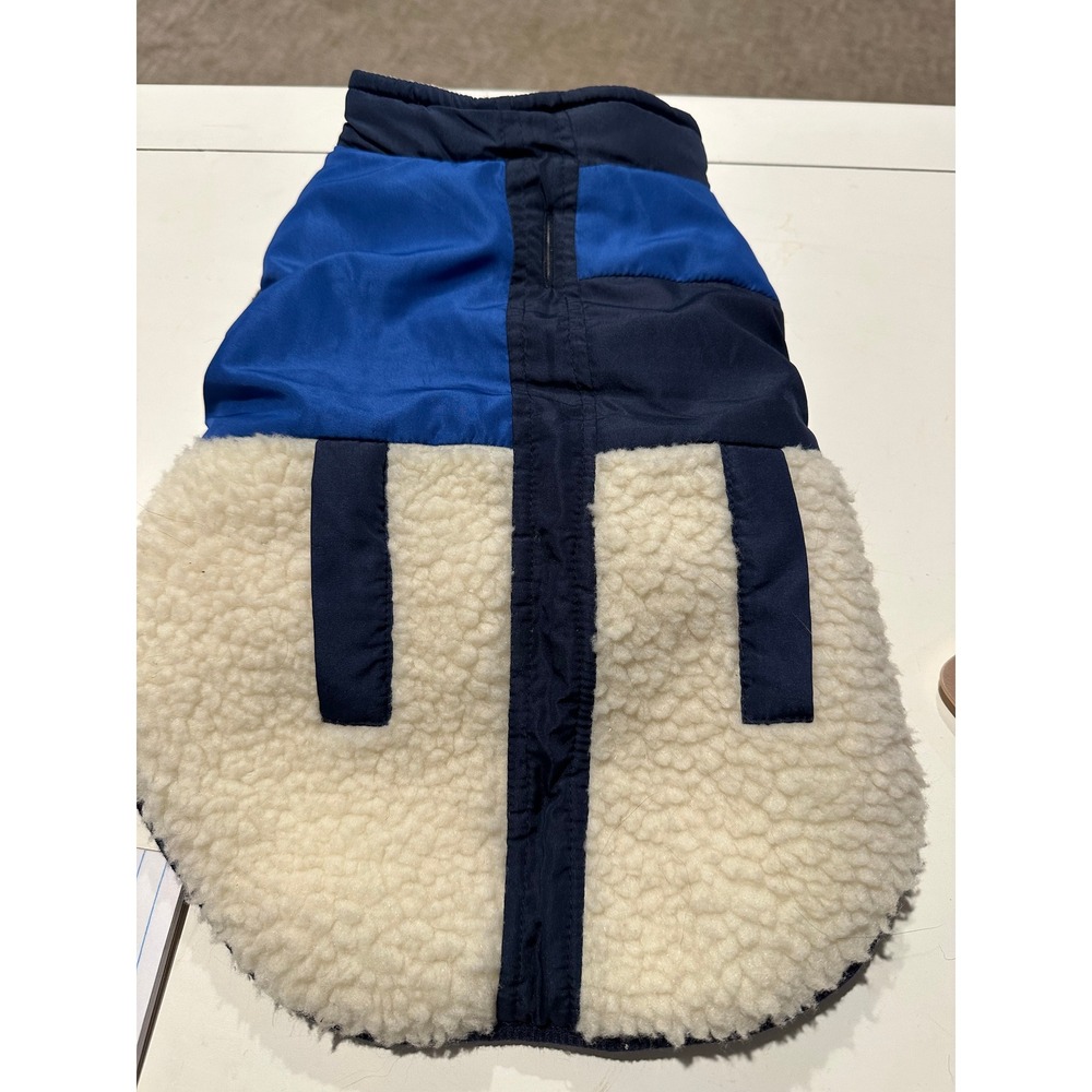 Nautica Dog Vest Medium Blue Navy Sherpa Fleece Pet Jacket Coat Colorblock
